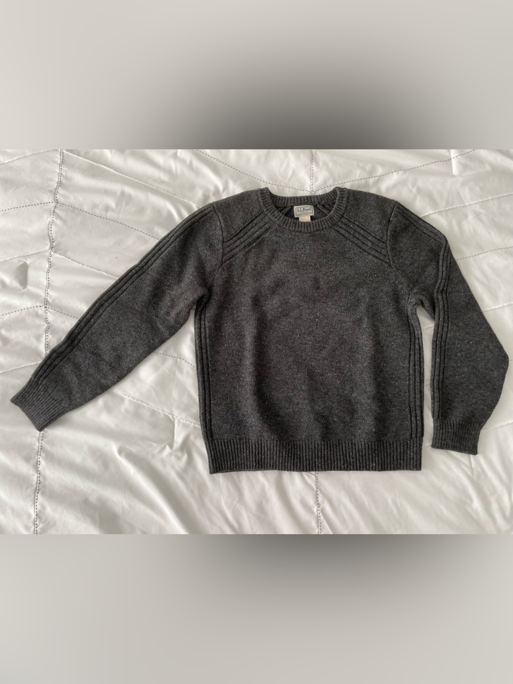 L.L. Bean Dark Charcoal Crewneck Wool Sweater